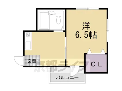 東海道本線 山科駅 徒歩3分 2階建 築19年(1K/2階)の間取り写真