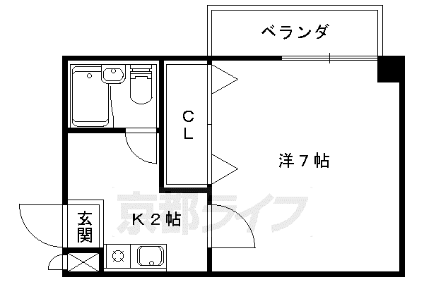 京都市東西線 山科駅 徒歩8分 6階建 築38年(1K/5階)の間取り写真