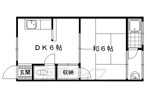 京阪電気鉄道京津線 追分駅(滋賀) 徒歩8分 4階建 築49年(1DK/2階)の間取り写真
