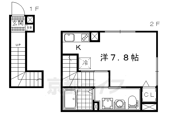 京都市東西線 醍醐駅(京都) 徒歩7分 2階建 築8年(ワンルーム/2階)の間取り写真