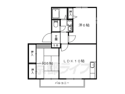 京都市東西線 山科駅 徒歩6分 2階建 築30年(2LDK/1階)の間取り写真