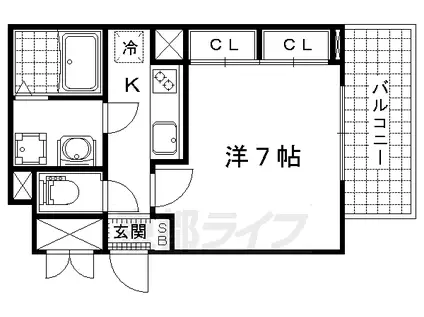 京都市東西線 椥辻駅 徒歩14分 3階建 築7年(1K/3階)の間取り写真