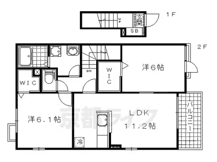 京都市東西線 醍醐駅(京都) 徒歩14分 2階建 築6年(2LDK/2階)の間取り写真