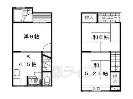 京阪電気鉄道京津線 追分駅(滋賀) 徒歩11分 2階建 築48年(3K)の間取り写真