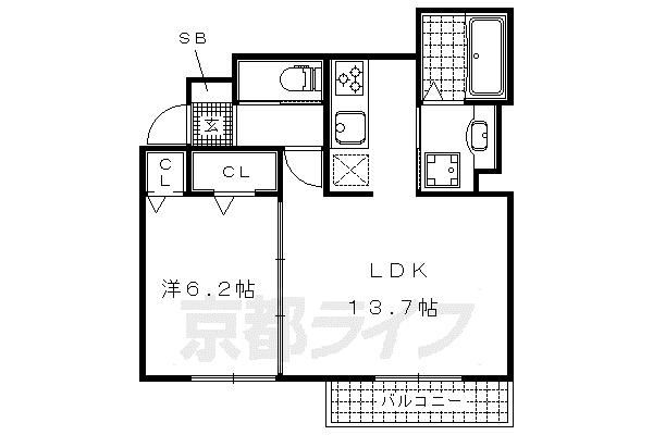 CASA FELICEⅡ(1LDK/1階)の間取り写真