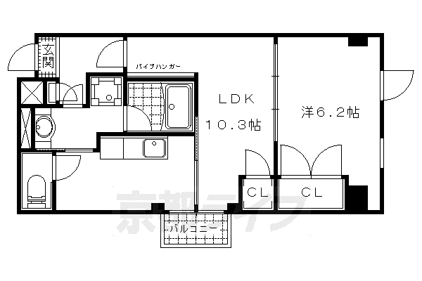 京阪電気鉄道石坂線 京阪石山駅 徒歩1分 8階建 築18年(1LDK/6階)の間取り写真