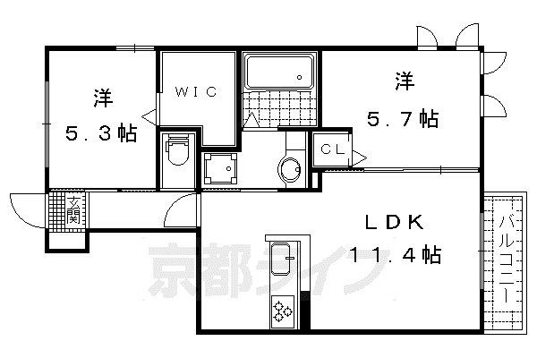 シエロⅠ(2LDK/1階)の間取り写真