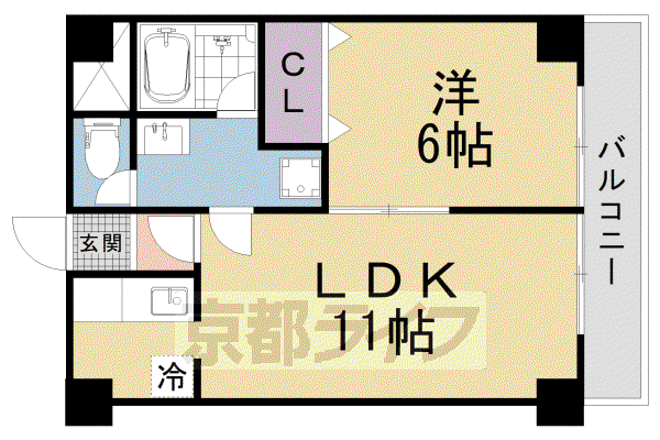 ジュネス堅田(1LDK/2階)の間取り写真