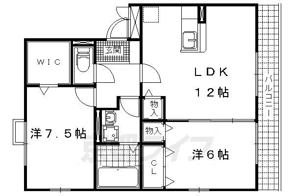 レークタウンB棟(2LDK/2階)の間取り写真