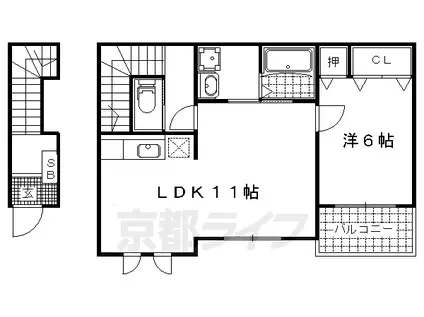 ラフィーネ坂本(1LDK/2階)の間取り写真