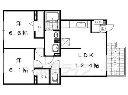 ルガルボニート(2LDK/2階)の間取り写真