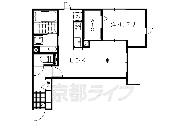 エスポワール飛鳥(1LDK/3階)の間取り写真