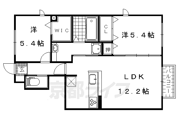 MERCI大将軍Ⅲ(2LDK/1階)の間取り写真