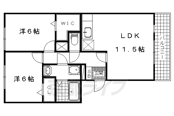 デルタオッツ(2LDK/1階)の間取り写真