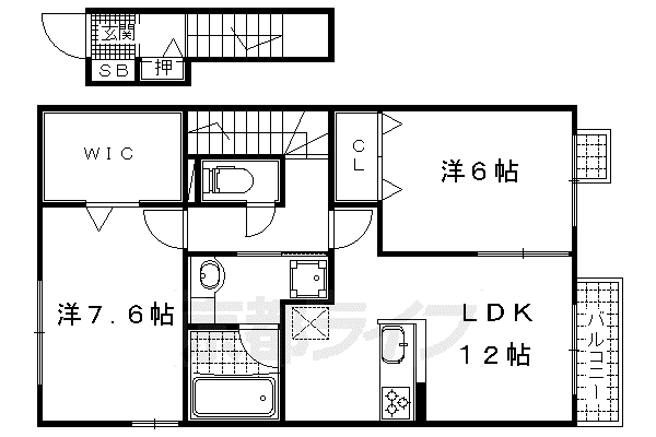 ディアコート(2LDK/2階)の間取り写真