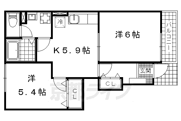 ポポラーレ(2K/1階)の間取り写真