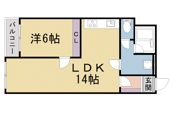 京都市東西線 東野駅(京都) 徒歩8分 4階建 築37年(1LDK/4階)の間取り写真