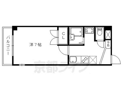京都市東西線 小野駅(京都) 徒歩2分 3階建 築24年(1K/3階)の間取り写真