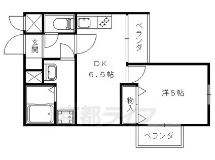 京都市東西線 東野駅(京都) 徒歩5分 3階建 築23年(1DK/3階)の間取り写真