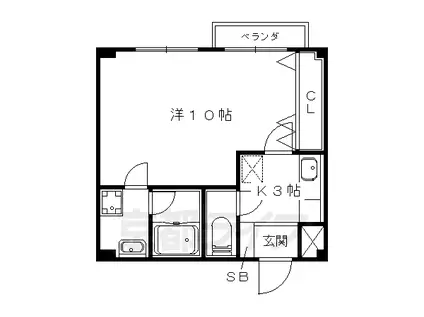 京都市東西線 山科駅 徒歩5分 5階建 築54年(1K/5階)の間取り写真