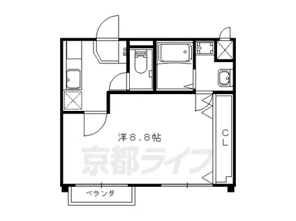 京都市東西線 山科駅 徒歩5分 5階建 築54年(1K/3階)の間取り写真
