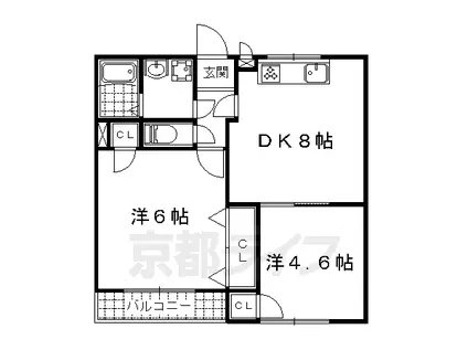 京都市東西線 御陵駅 徒歩17分 4階建 築18年(2LDK/3階)の間取り写真