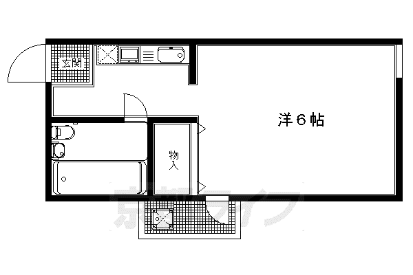 ビオス長岡京(1K/2階)の間取り写真