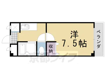 阪急電鉄京都線 長岡天神駅 徒歩7分 3階建 築30年(1K/2階)の間取り写真