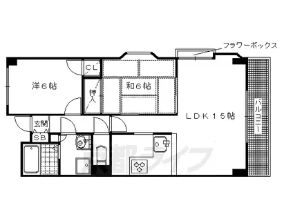 阪急電鉄京都線 西向日駅 徒歩7分 4階建 築36年(2LDK/3階)の間取り写真