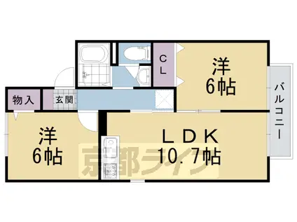 東海道本線 向日町駅 徒歩37分 2階建 築32年(2LDK/2階)の間取り写真