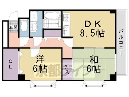 グリーンヒルトミタ(2LDK/4階)の間取り写真