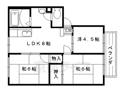 阪急電鉄京都線 西山天王山駅 徒歩23分 2階建 築36年(3LDK/2階)の間取り写真