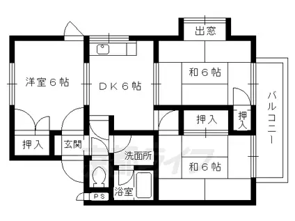 阪急電鉄京都線 西山天王山駅 徒歩7分 2階建 築33年(3DK/2階)の間取り写真