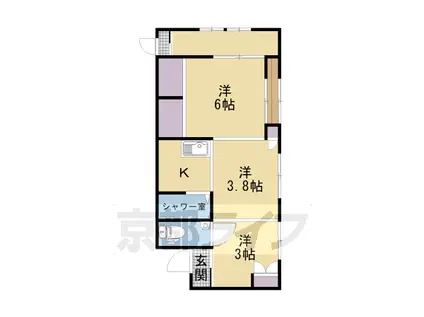 阪急電鉄京都線 長岡天神駅 徒歩13分 3階建 築46年(3K/1階)の間取り写真