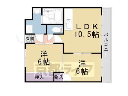 コモド長岡京(2LDK/2階)の間取り写真