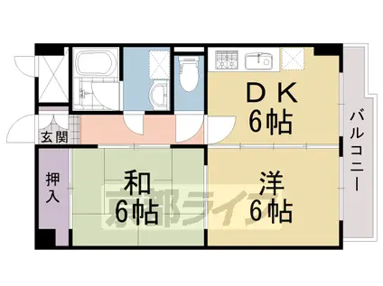 コモド長岡京(2DK/2階)の間取り写真