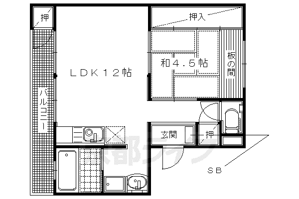 阪急電鉄京都線 西山天王山駅 徒歩7分 5階建 築56年(1LDK/2階)の間取り写真