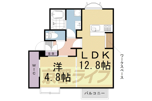 阪急電鉄京都線 長岡天神駅 徒歩23分 2階建 築39年(1LDK/1階)の間取り写真