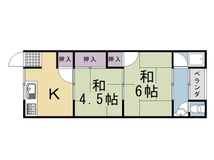 コーポラス多貝(2DK/1階)の間取り写真