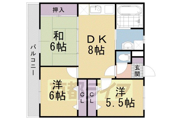 東海道本線 長岡京駅 徒歩22分 7階建 築31年(3LDK/5階)の間取り写真