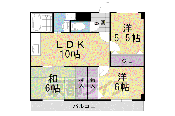 東海道本線 長岡京駅 徒歩22分 7階建 築31年(3LDK/2階)の間取り写真