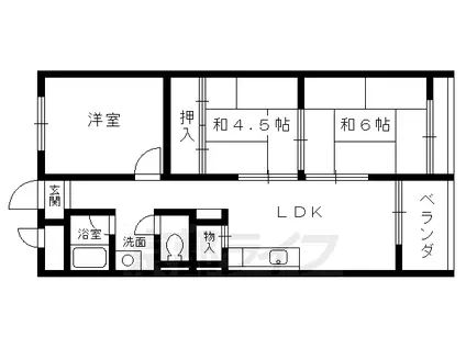 阪急電鉄京都線 東向日駅 徒歩10分 4階建 築46年(3LDK/4階)の間取り写真