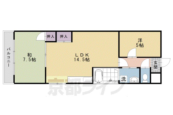 阪急電鉄京都線 西山天王山駅 徒歩13分 4階建 築35年(2LDK/2階)の間取り写真