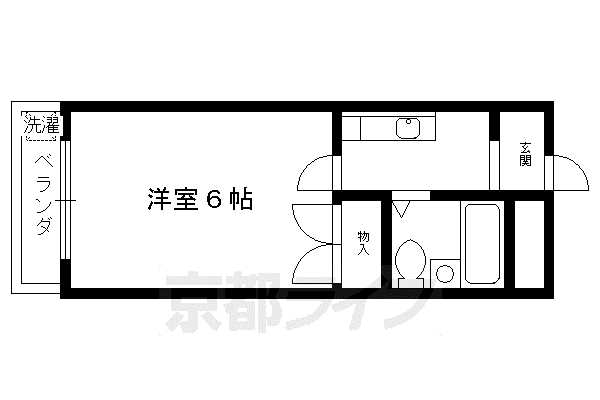 阪急電鉄京都線 西向日駅 徒歩5分 3階建 築36年(1K/3階)の間取り写真