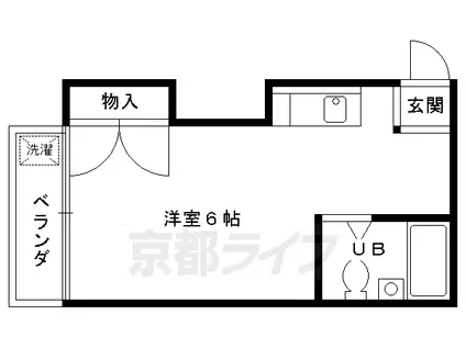 東海道本線 向日町駅 徒歩5分 4階建 築35年(1K/3階)の間取り写真