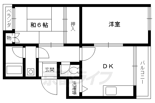 阪急電鉄京都線 東向日駅 徒歩13分 5階建 築33年(2DK/2階)の間取り写真