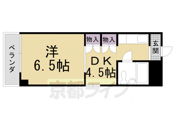 東海道本線 向日町駅 徒歩35分 4階建 築35年(1DK/3階)の間取り写真
