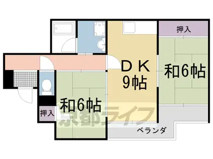 阪急電鉄京都線 西山天王山駅 徒歩13分 3階建 築38年(2LDK/3階)の間取り写真