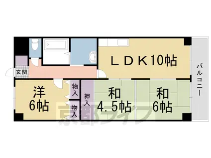 東海道本線 桂川駅(京都) 徒歩10分 7階建 築32年(3LDK/3階)の間取り写真