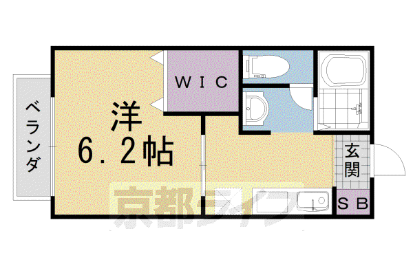 東海道本線 長岡京駅 徒歩5分 2階建 築26年(1K/1階)の間取り写真